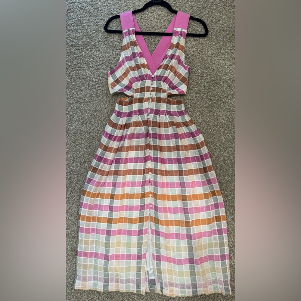 Maeve by Anthropologie Pink and Orange Plaid dress